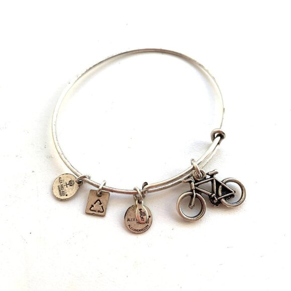 Alex and Ani Bicycle Charm Bracelet Silver Finish - Expands 2"- 3.5" - Picture 2 of 2